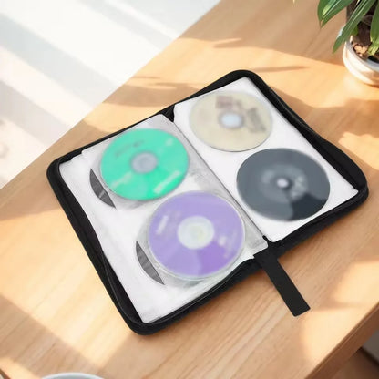 80-Disc Portable CD & DVD Storage Case - Double-Sided Zipper Carrying Pouch with 80-Piece Capacity