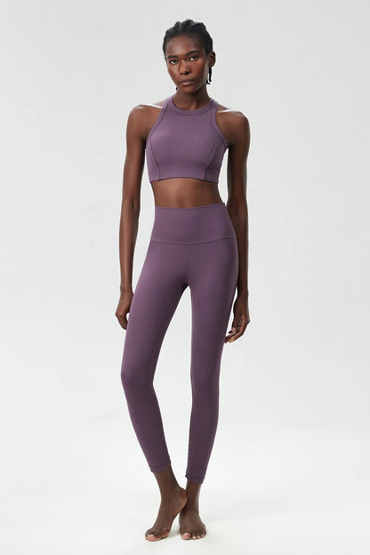 3PCS Women’s Fitness Yoga Set – Solid Color Ribbed Long Sleeve Top & High Waist Leggings, Breathable Workout Sportswear