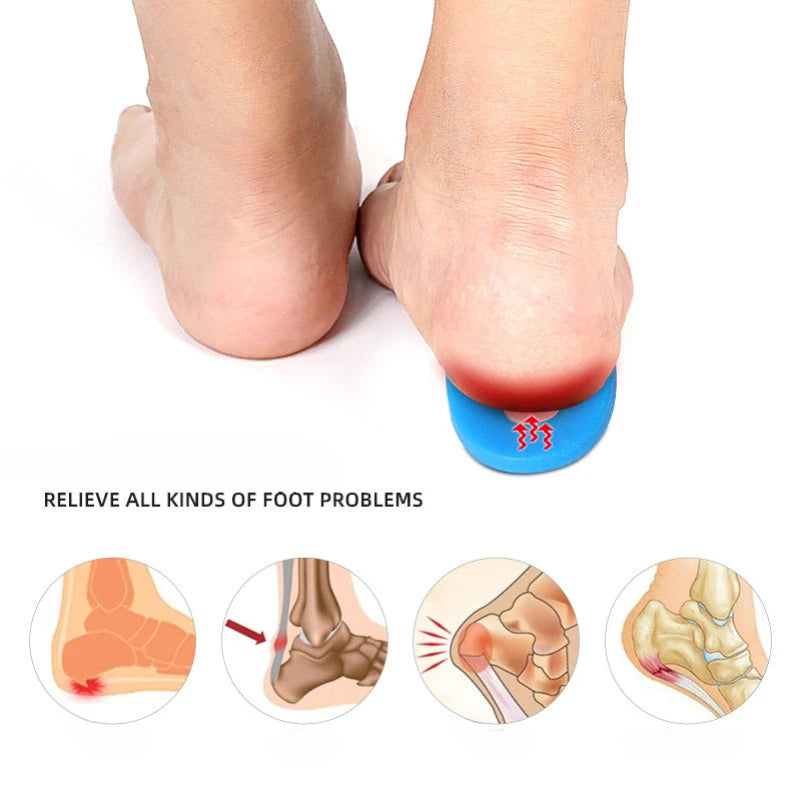 Silicone Gel Heel Cushion Insoles - Plantar Fasciitis Support Foot Pain Relief Shoe Inserts