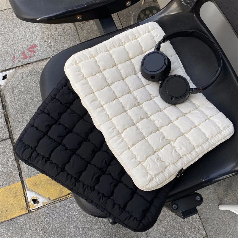 Puffy Quilted Laptop Bag Sleeve 11-15.6 Inch — Protective Notebook Cover for MacBook Air/Pro, iPad, Lenovo, HP