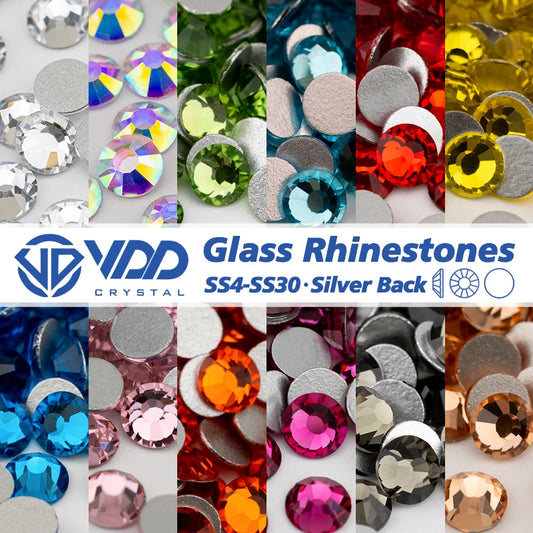 VDD Glass Crystal Rhinestones SS4-SS30 — High-Quality Flatback Strass for Nail Art, DIY Crafts & Decoration