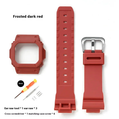 Matte Resin Bezel and Rubber Strap Set for Casio G-Shock DW-5600, GW-M5610, G-5000 & GWB-5600 - Replacement Watch Case and Band Accessories