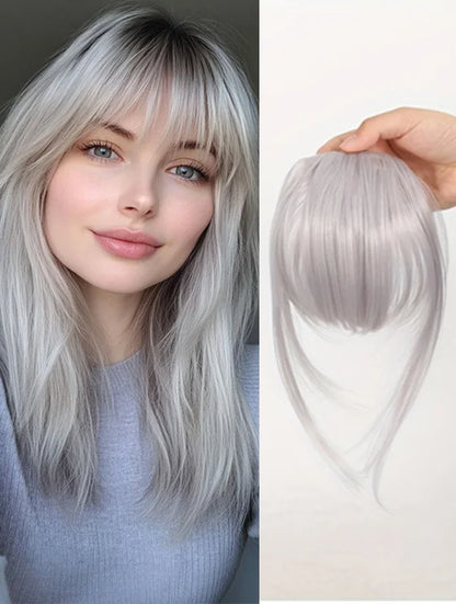Synthetic Clip-In Bangs - Wispy Side Fringe Hairpiece in Dark Brown for Women