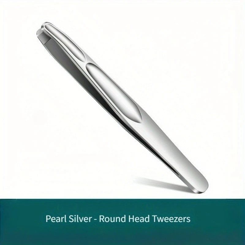 Premium Round Head Tweezers - Precision Eyebrow, Facial Hair & Beard Removal Tool