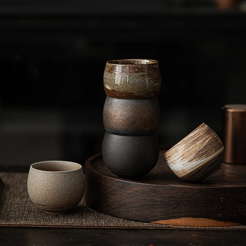 Japanese Handmade Stoneware Tea Cup – Small Kung Fu Single Teacup Vintage Style
