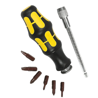 6-in-1 Pocket Screwdriver - Compact Anti-Slip Handle Tool with 6 Bits for Electronics & Small Appliance Repair