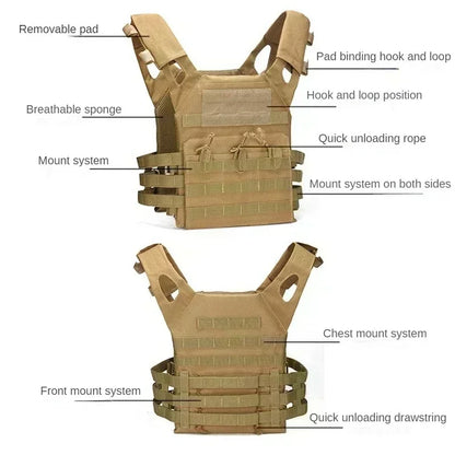 Tactical JPC Vest with Quick-Release Buckles - MOLLE Magazine Pouch Carrier for Airsoft, Hunting, and Outdoor Training Gear