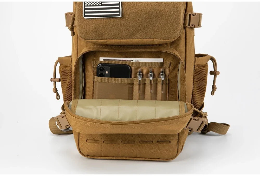 QT&QY 25L/45L Tactical Backpack – Outdoor Survival & Hiking Rucksack for Men & Women, Bug Out Bag with Bottle Holder