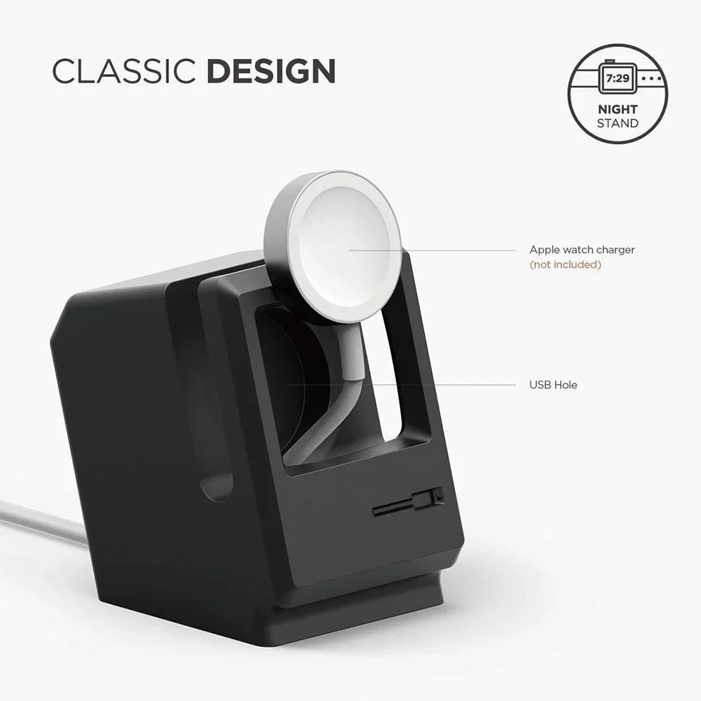 Retro Computer Silicone Apple Watch Charging Stand - Desktop Dock Holder for Apple Watch Series 1–7