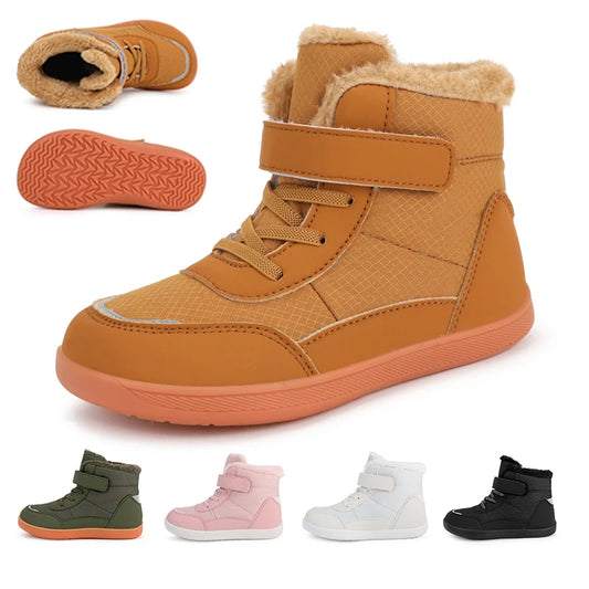 Kids Wide Toe Snow Boots - Warm Minimalist Barefoot Winter Shoes for Boys & Girls Toddlers