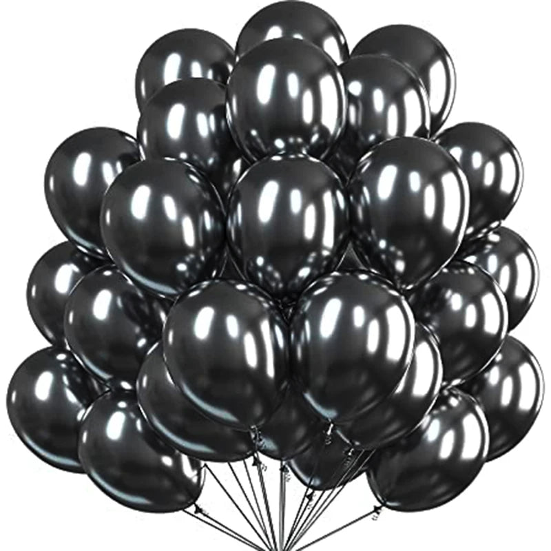 12 Inch Color Metal Confetti Balloons - Gold and Silver Round Latex Balloons for Anniversary, Wedding, and Birthday Party Decor
