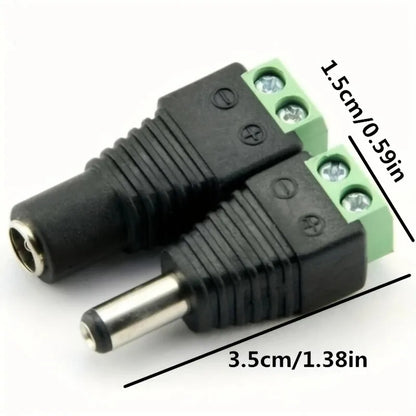 5-Pair 12V DC Power Connector Set - 2.1mm × 5.5mm Male & Female Barrel Plug Jack for LED Strips, Cameras & Power Supplies