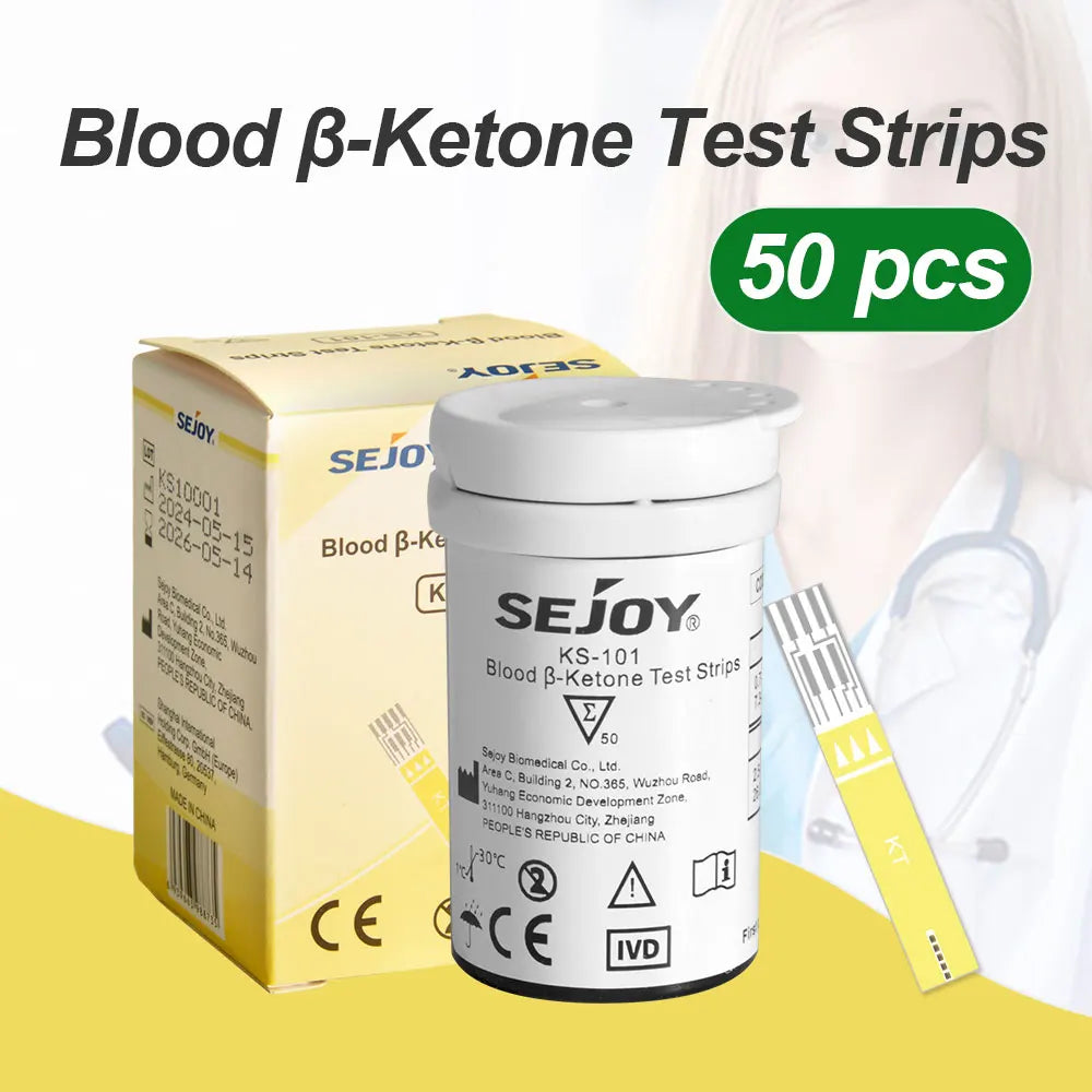 Blood Ketone Monitoring Starter Kit - Digital Ketone Meter with 50 Test Strips, 50 Lancets and Lancing Device for Keto Diets