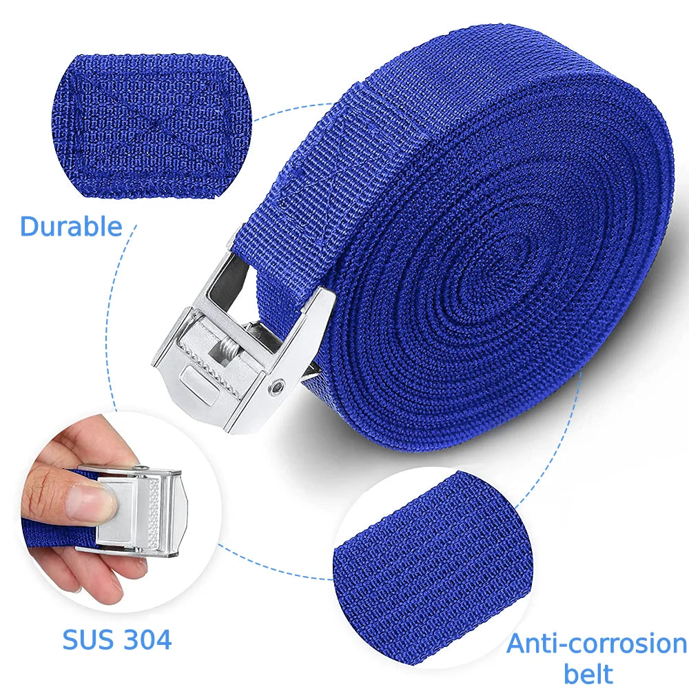 10PCS Adjustable Lashing Straps with Anti-Rust Alloy Buckles - Reusable Cam Buckle Tie Down Cinch Strap