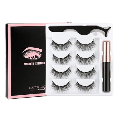 2/3/4 Pairs Magnetic Eyelashes Set - Waterproof Liquid Eyeliner, Tweezer, Dramatic 3D Mink Lashes for Makeup