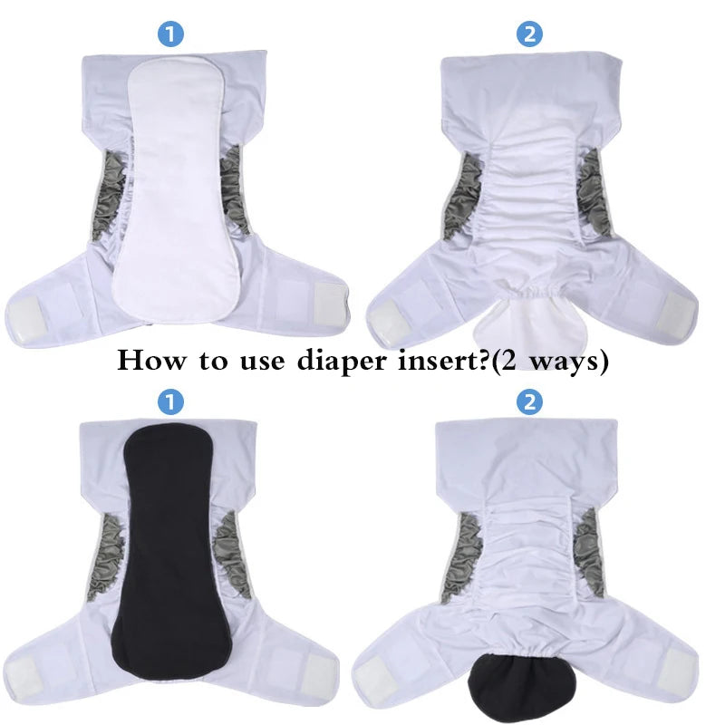 2PCS Washable Adult Diaper Inserts – 5-Layer Polar Fleece Reusable Super Absorbent Cloth Nappy Pads