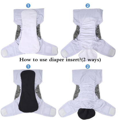 2PCS Washable Adult Diaper Inserts – 5-Layer Polar Fleece Reusable Super Absorbent Cloth Nappy Pads