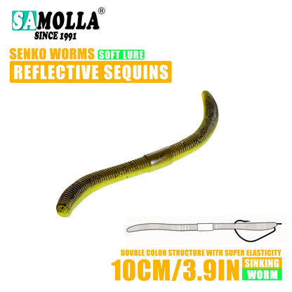 Soft Bait Senko Worms – 10cm/14cm, 10-15pcs Bag Wacky Stick Fishing Lures for Bass & All Fish