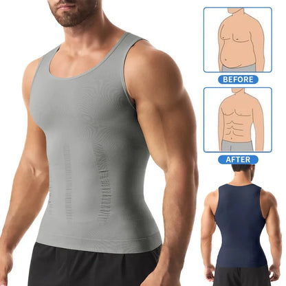Men’s Compression Shirt Body Shaper – Slimming Vest Tight Tummy Control Tank Top Underwear for Shaping & Fitness Support