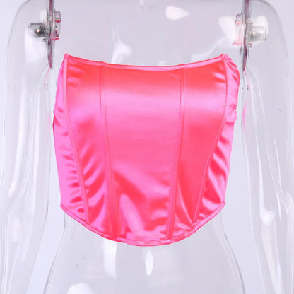 Sleeveless Off-Shoulder Velvet Corset Crop Top – Sexy Backless Bustier Vest for Women, Solid Color