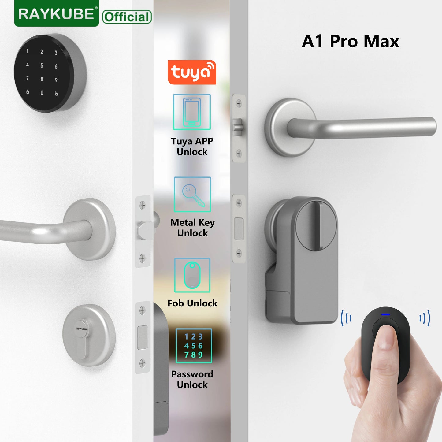 A1 Pro Max Bluetooth Smart Door Lock – Tuya APP Remote Control, Keyless Unlock, DIY Easy Installation for Smart Life