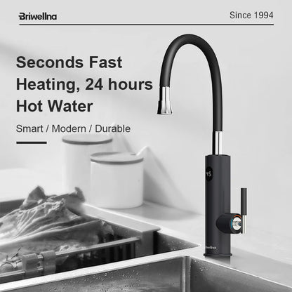 Briwellna 220V Electric Faucet – Instant Water Heater Tap with Universal Spout, Stainless Steel Geyser