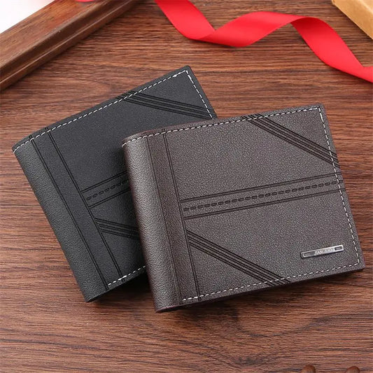 Men's Soft Leather Short Bifold Wallet with Credit Card & ID Holder – Business Billfold