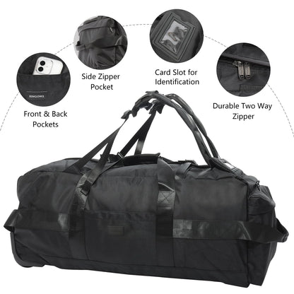 80L Rolling Duffle Bag with Wheels – 31" Heavy-Duty Foldable Travel Duffel, Water-Resistant Luggage with Shoulder Strap
