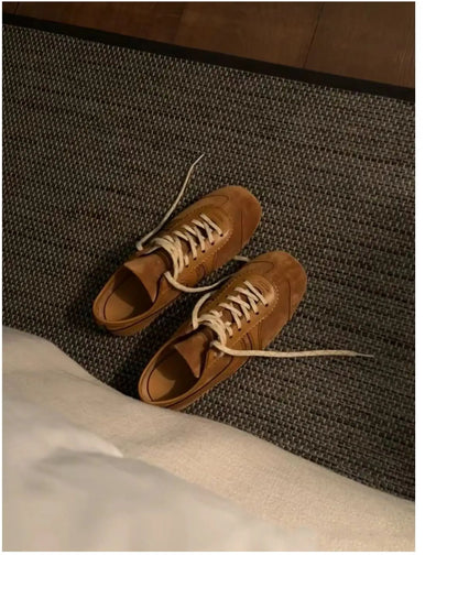 Real Leather German Training Shoes for Women — 2025 Retro Fashion Four Seasons Running & Casual Forrest Gump Style Sneakers