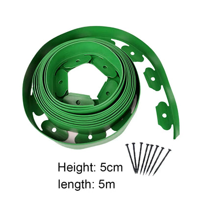 5M/10M Plastic Garden Lawn Edging Border – Flexible Landscape Barrier Kit with Anchoring Spikes, Easy Install Garden Edge Divider