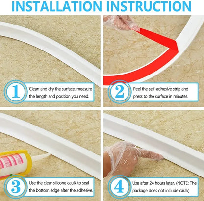 Bendable Silicone Water Retaining Strip - Bathroom Shower Barrier for Kitchen and Wet-Dry Separation
