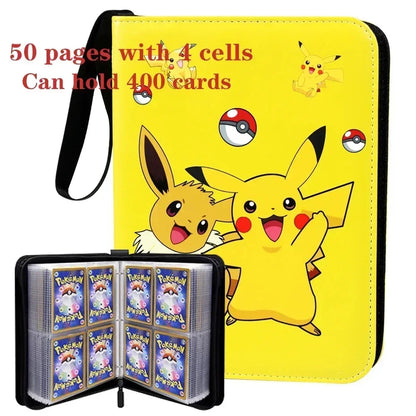 400PCS Pokémon Album Binder – PU Zipper Photo Card Holder for Trading Cards, Letters, and Collectible Hobby Folder
