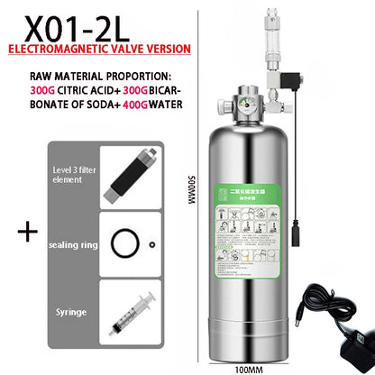 Aquarium DIY CO2 Generator Kit – Stainless Steel CO2 Cylinder & Carbon Dioxide Reactor System for Plants & Fish Tanks