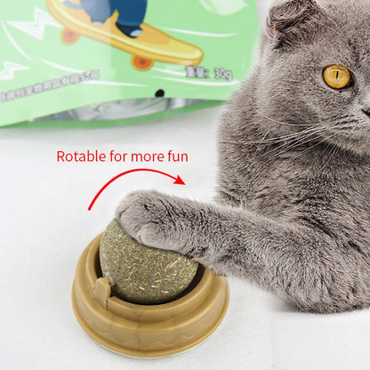 Catnip Wall Stick-on Ball Toy | Natural Scratcher Treats for Cats | Promotes Digestion & Healthy Play | Cat Grass Snack