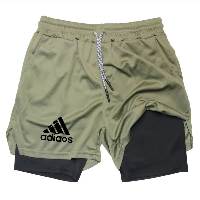 Men’s 2-in-1 Compression Running Shorts – Breathable Mesh Quick-Dry Gym Fitness Training Sports Shorts for Summer Workout