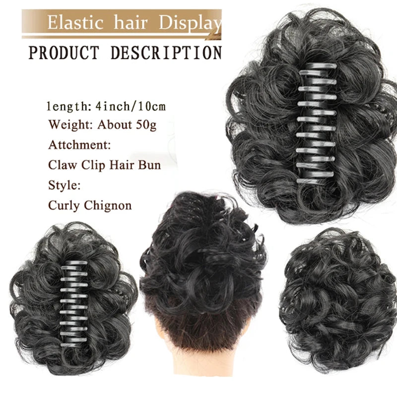 H&STAR Synthetic Messy Bun Hairpiece – Claw Clip-on Hair Extension, Natural Hair Color Chignon Updo Wig for Women