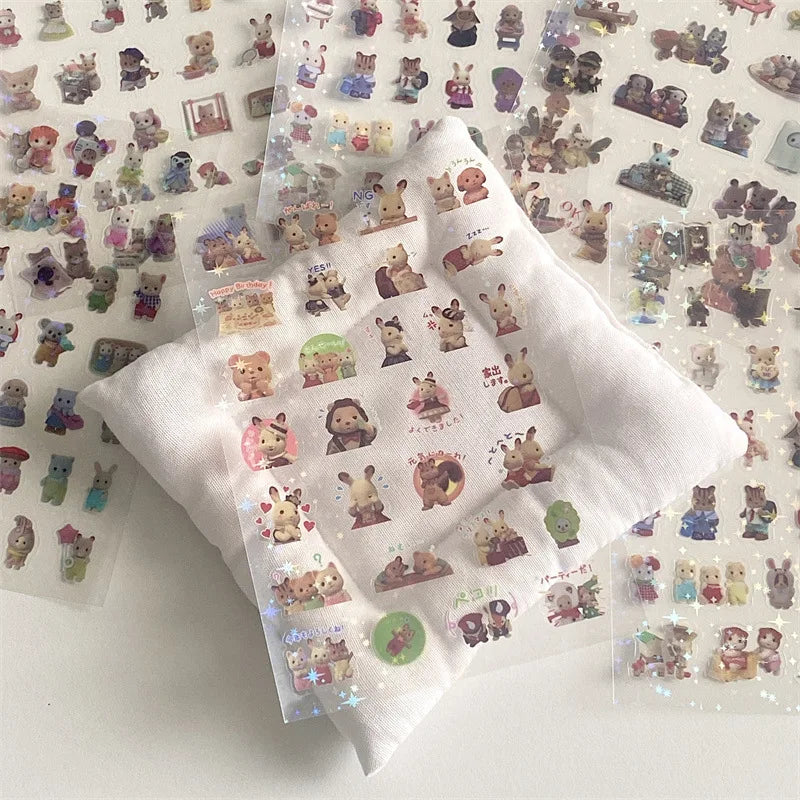 6pcs/10pcs Y2K Glitter Laser Stickers – Cute Random Phone, Camera, Luggage & Journal Stickers, Kawaii Decoration Gift