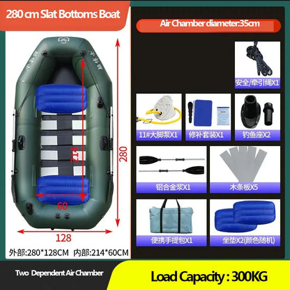 1.75–3.6m Inflatable PVC Fishing Kayak Boat – Air Deck Raft Rubber Dinghy with Clip Net, Portable Fishing Watercraft