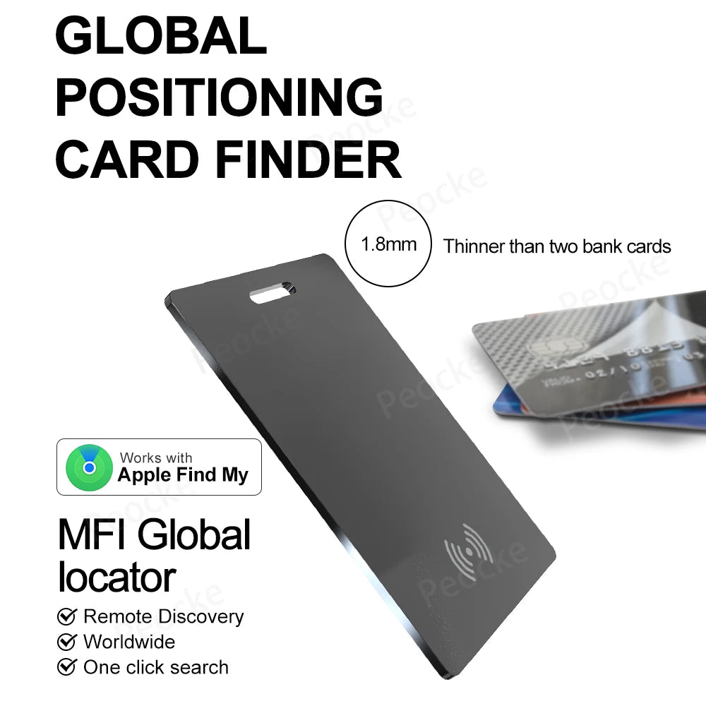 Wallet Anti-Loss Card – GPS Smart Tag with iPhone Find My Bluetooth, Ultra-Thin Wireless Charging, IP67 Waterproof