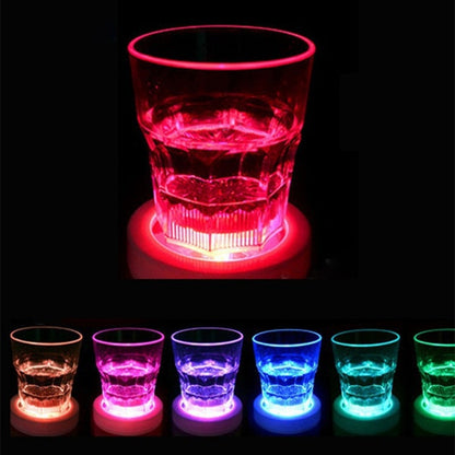100-Pack LED Tableware Mats & Luminous Cup Stickers — Colorful Flashing Bottle Coasters for Bar, Stall, and Party Lighting
