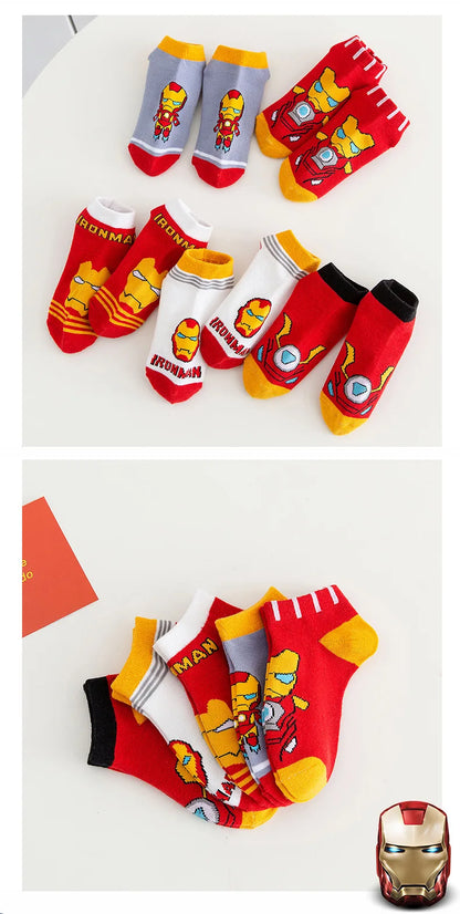 5 Pairs Spiderman Kids Socks – Anime Cartoon Short Socks for Boys & Girls, Summer & Spring Baby Boat Socks Gift for Ages 1-12 Years