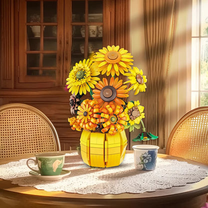 1009PCS Sunflower Building Blocks Set – Flower Bouquet Vase Model for Home Decor & Kids Educational Holiday Gifts