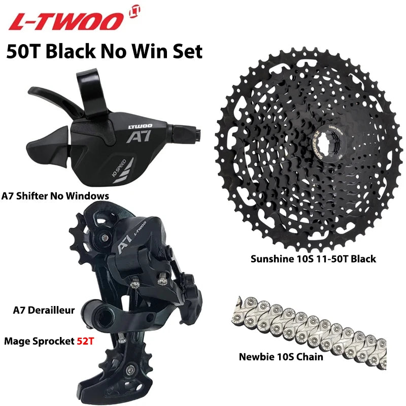 LTWOO A7 1x10S Groupset – 10-Speed Shifter & Derailleur with SUNSHINE Cassette 36T-50T & VXM Chain for MTB