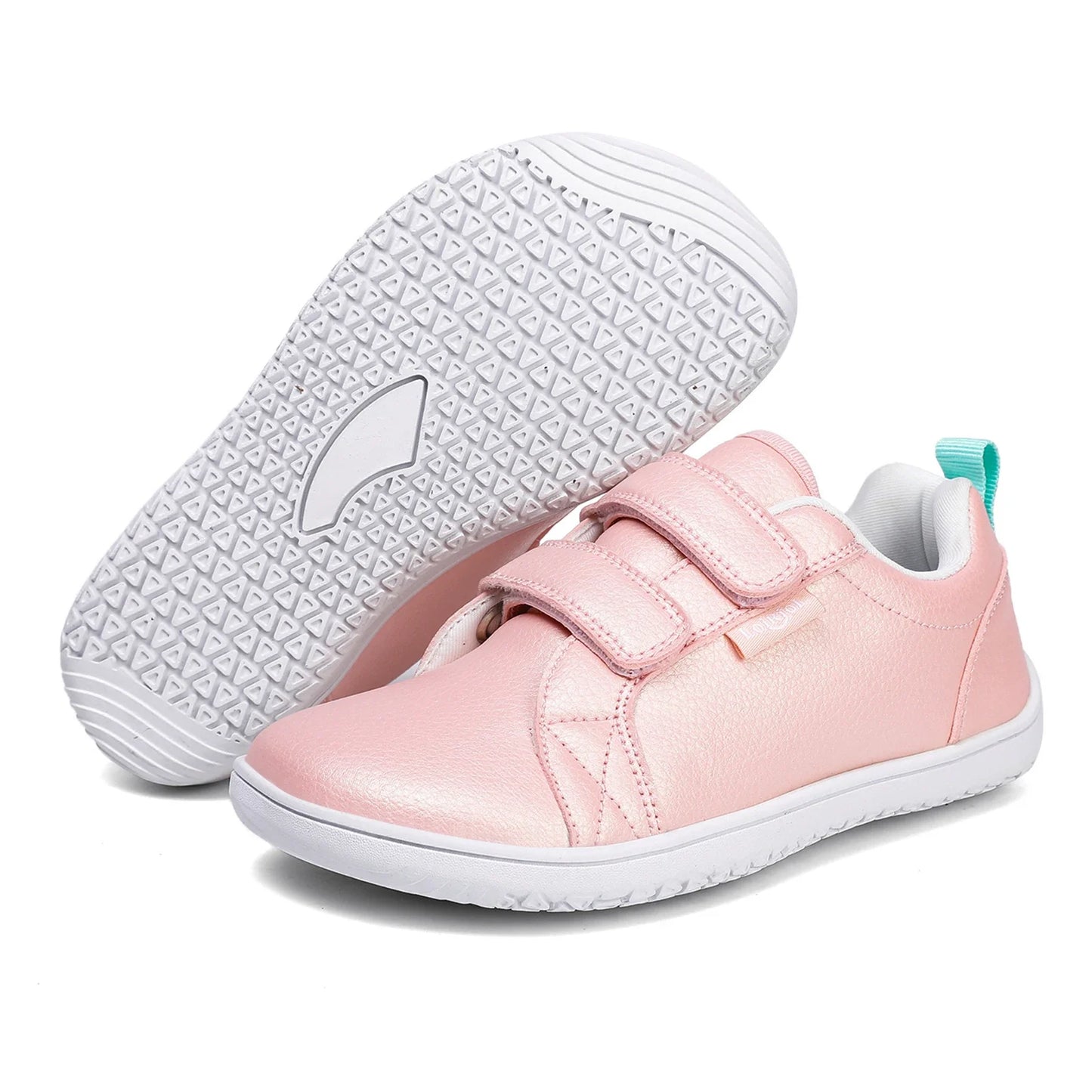 Kids Barefoot Shoes – Wide Toe Minimalist Sneakers for Boys & Girls, Lightweight Artificial Leather Walking Flats with Hook & Loop Closure