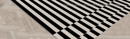 Black Stripe Plush Rug — Non-Slip Luxury Carpet for Living Room, Bedroom, Study, and Nordic Home Decor