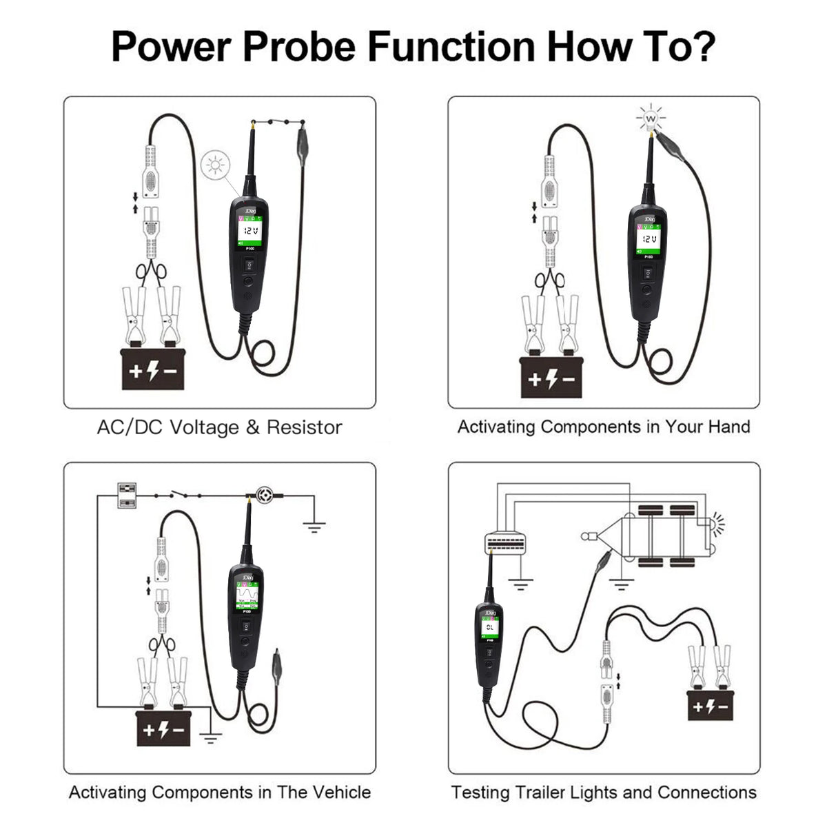 Performance Testing Probe Automotive Circuit Tester Power Probe Kit - 12/24V Voltage & Resistanc ...