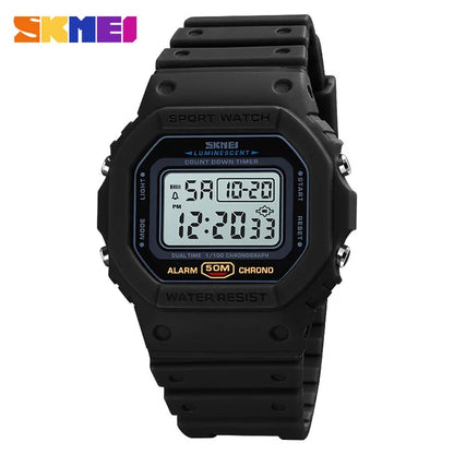 SKMEI 1628 Military Digital Watch for Men - Retro Sport Waterproof Electronic Wristwatch with LED Display
