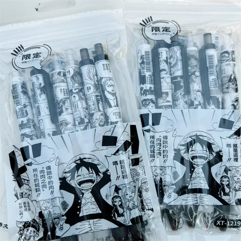 6Pcs ONE PIECE Anime Gel Pens – Luffy, Zoro, Sanji, Nami, Usopp, Robi 0.5mm Stationery for School & Gifts
