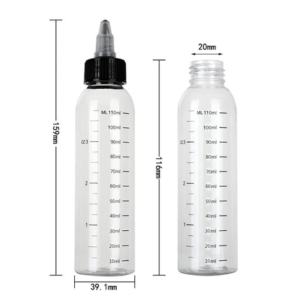 30ml-500ml Empty Hair Dye Bottles — Measured Twist Cap Refillable Squeeze Containers