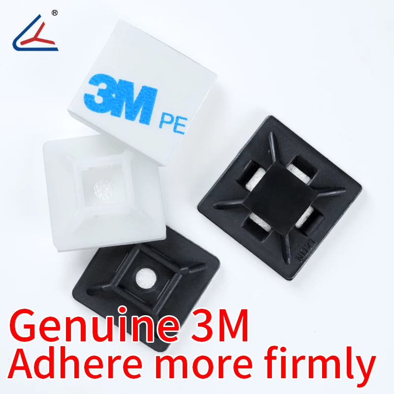 ND 20/50/100PCS Self-Adhesive Cable Tie Mounts – Zip Wire Tie Holder with Screw Hole Base